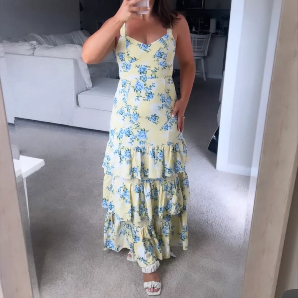 A&F Foral Yellow Maxi Dress